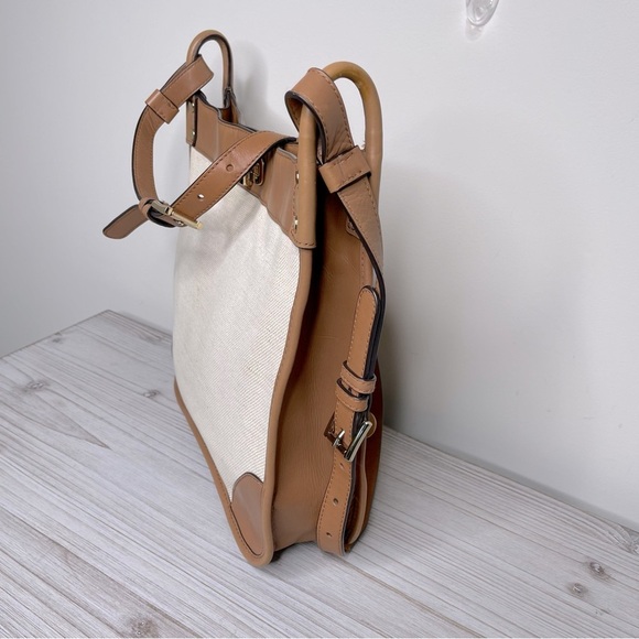 Michael Kors Sullivan Large Leather and Linen Messenger Bag travel office career - Picture 5 of 12